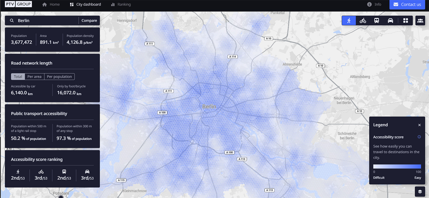 PTV Access urban mobility Software as a Service interactive technology