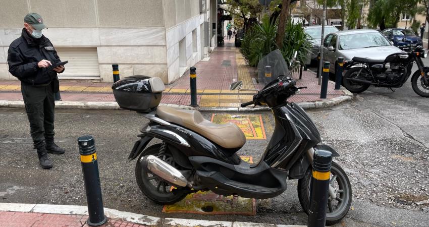 City of Athens illegal anti-social parking sensors road crossing pedestrian ramps