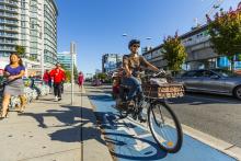 Active travel cycle lanes urban decarbonisation (image: TransLink)