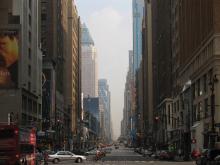 View down a New York street.